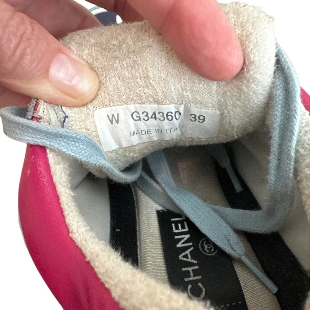 Chanel G34360 CC Sneakers Multicolor Suede Mesh Trainers EU 39 US 9